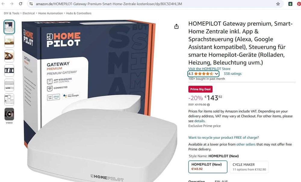 Hub HOMEPILOT Gateway premium compatibil Alexa, Google Assistant