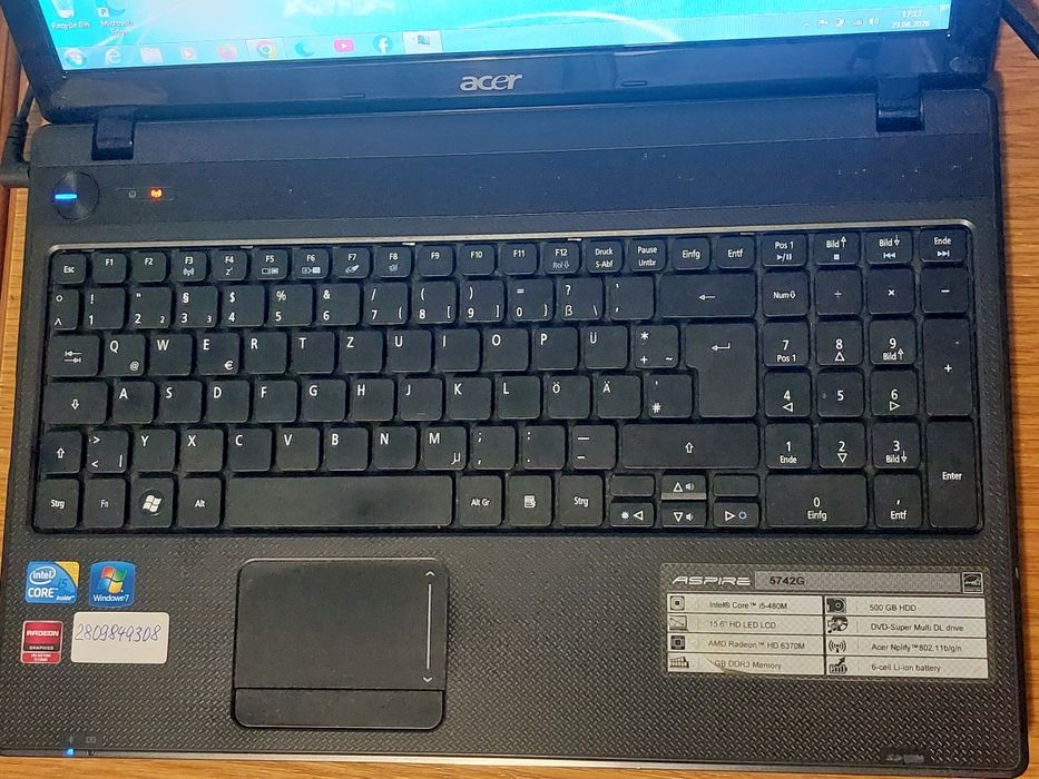 Laptop Acer i5 480M 2,67Ghz, 4GB, 500GB, Video HD 6370M 512mb, Windows 7 Office 2010