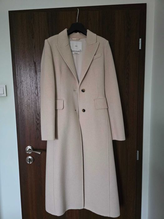 Палто Mango от вълна светло бежаво, XS