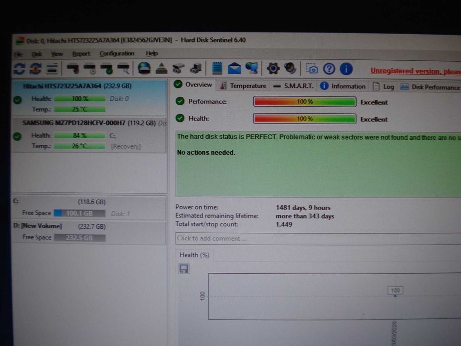 Hard disk hitachi laptop 2.5" slim HDD 250Gb 7200 rpm sata