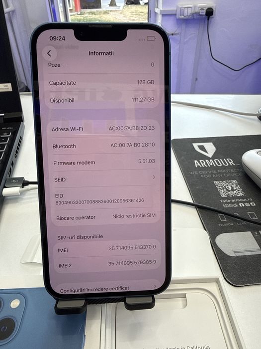 Iphone 13 128Gb, 97% baterie Full Box Intretinut