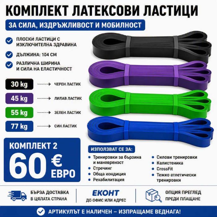 Фитнес ластици - в комплект