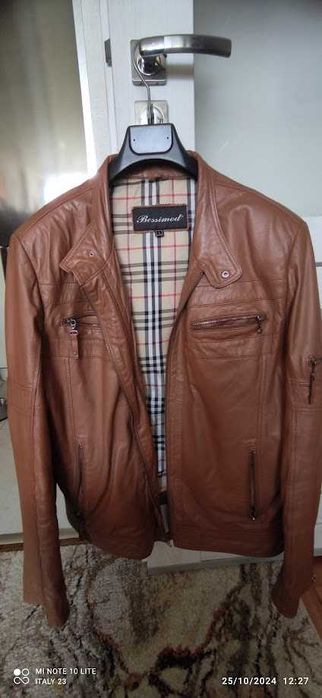 светло кафяво мъжко яке от естествена кожа L