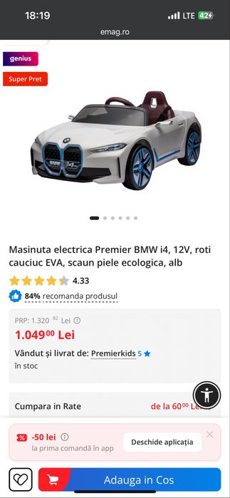 Masinuta electrica pt copii BMW i4