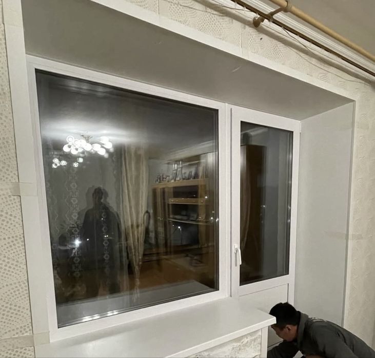 Балкон, окна, ручки, москитные сетки, ПВХ панели