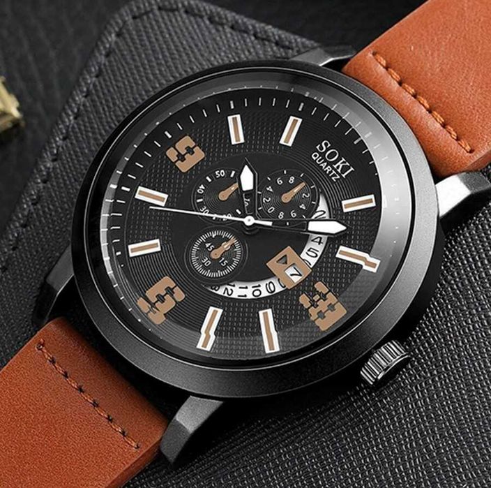 Set Ceas barbati si bratari de piele cadoul perfect