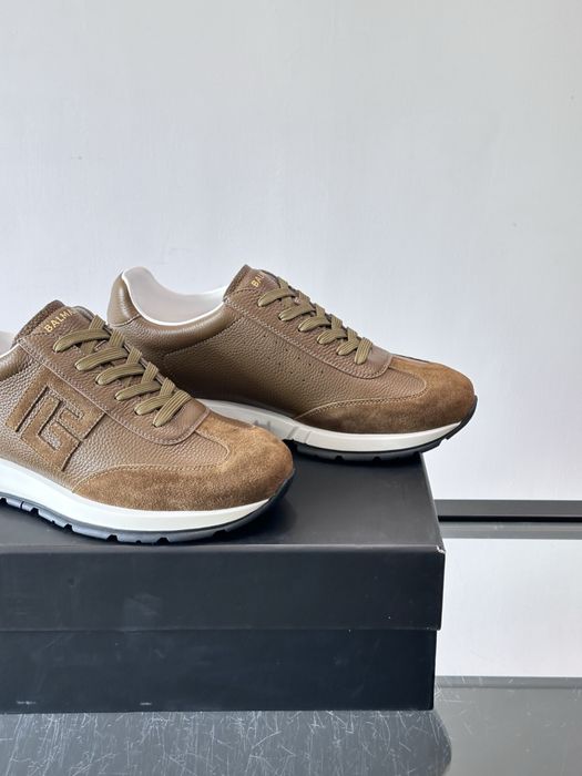 Balmain Monogram Runner Sneaker "Brown Leather"