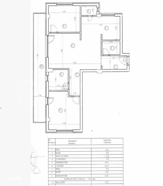 Apartament de vanzare, 3 camere, 2 bai, garaj + boxa, zona Subcetate
