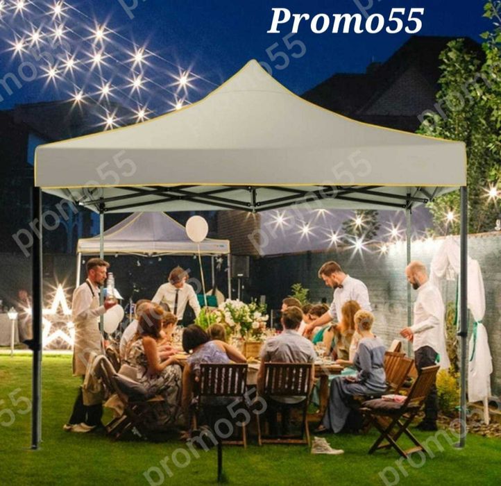 Сгъваем павилион шатра 3х3 - 18кг. с гумирано покривало в кремав цвят