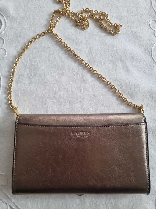 Оригинална кожена чанта Lauren Ralph Lauren Adair Crossbody (Металик)