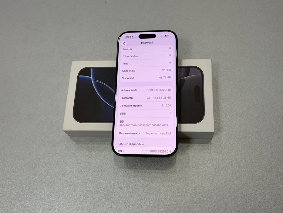 Iphone 16 Pro, 128 gb, Black Titanium, la cutie