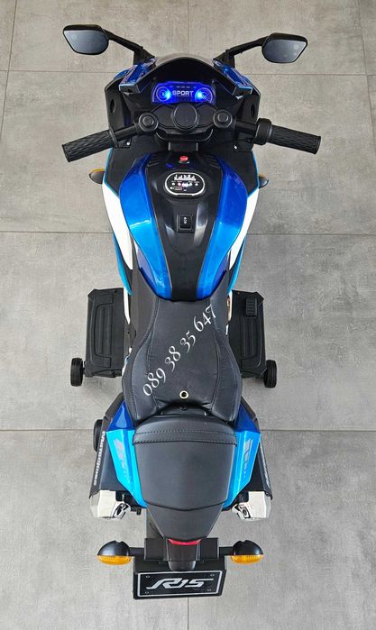 ТОП ЦЕНА!НОВО!Акумулаторен мотор Motocross BLUE с 12V,кожена седалка