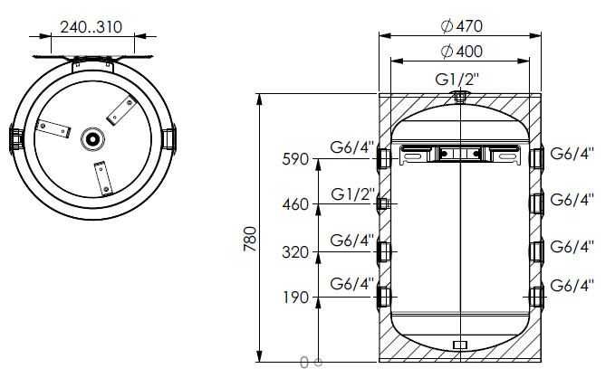 Puffer de 40, 60, 80, 100, 200L pentru pompa de caldura