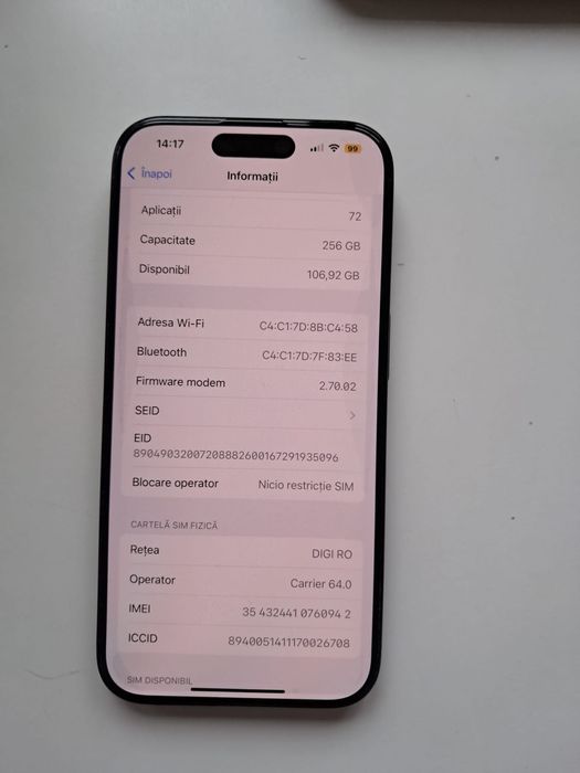 Iphone 15 pro 256 gb