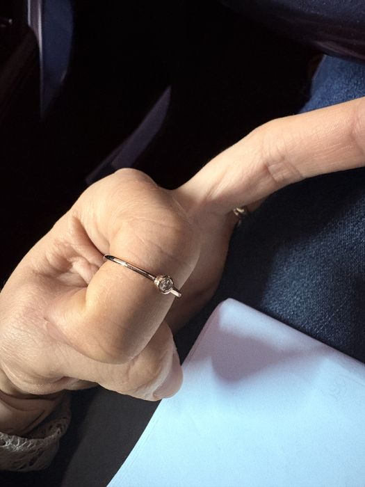 Inel aur rose marimea 50 cu diamant