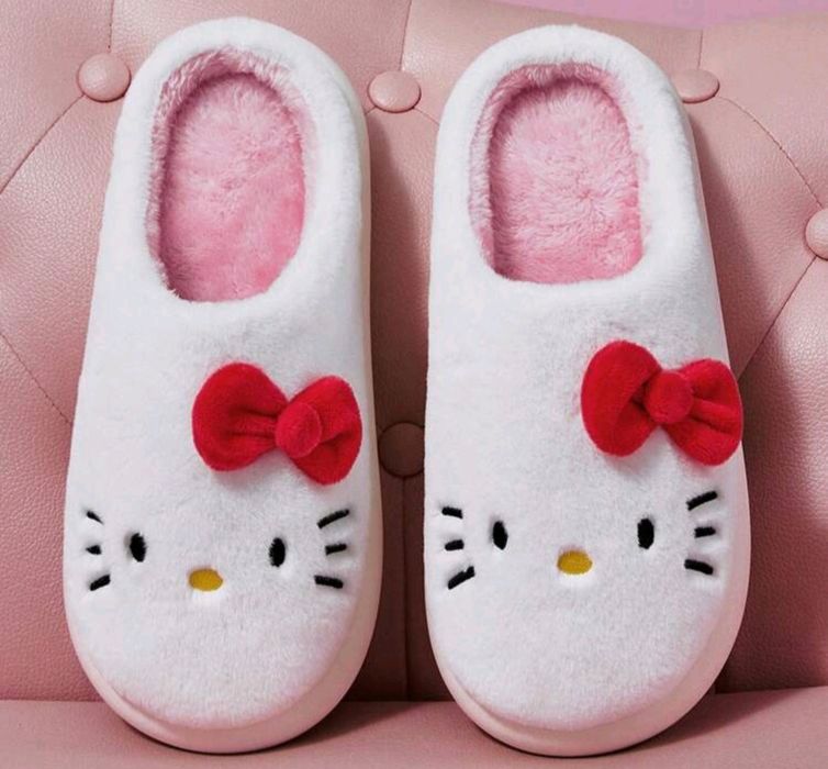 Papuci Hello kitty papuci de casă hello kitty pufoși cu fundite