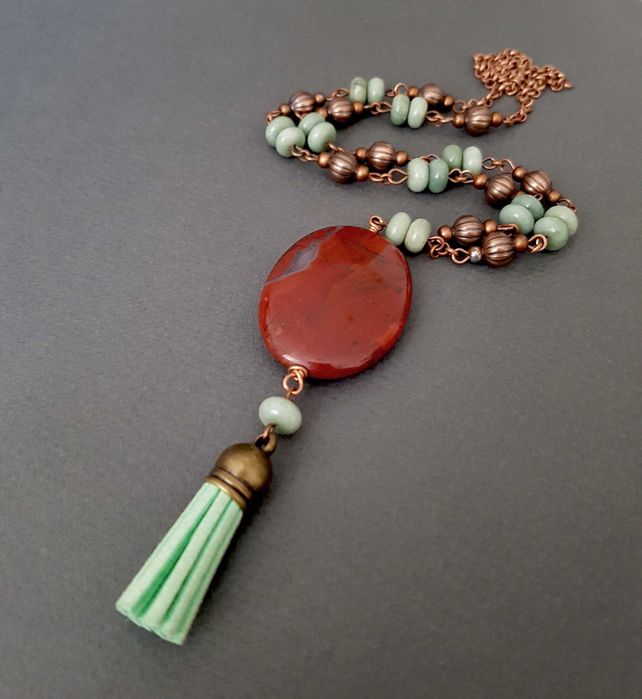 Colier pietre semipretioase jasp rosu jad verde colier pietre naturale