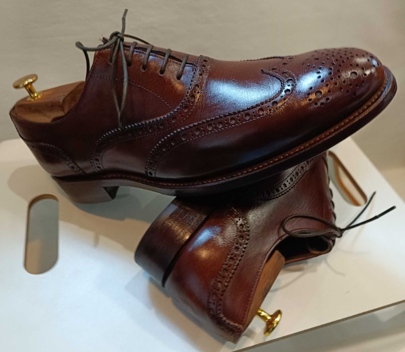 Pantofi oxford de lux 43.5 44 lucrati manual WINDSOR. piele naturala