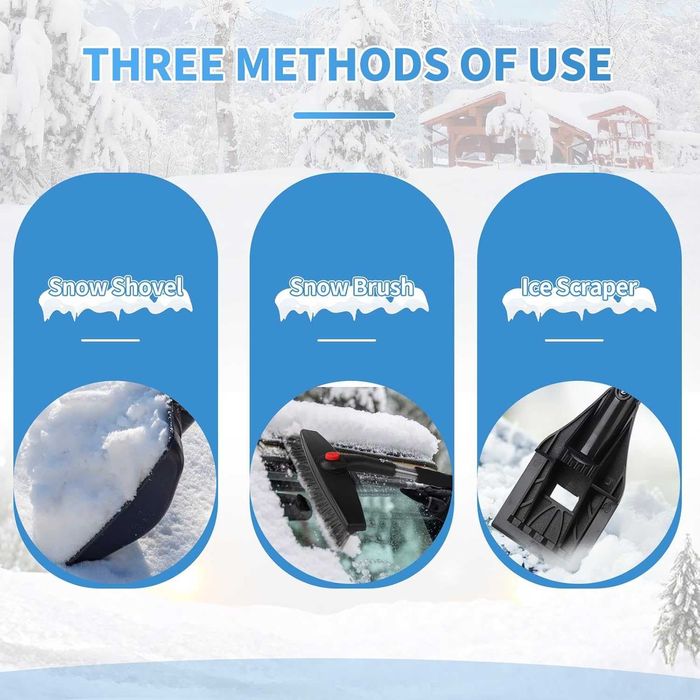 Set 3in1 dezăpezire, racletă gheață, perie zăpadă, lopată
