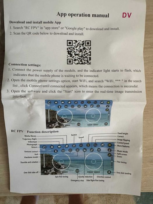 Dronă Pliabilă Wi-Fi FPV — Telecomandă, Husă, Accesorii, Nouă