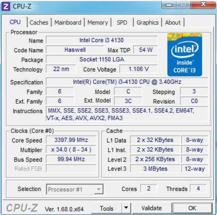 Процессор Intel Core I3 4130 LGA 1150