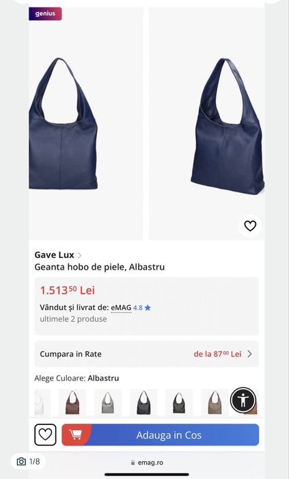 Geanta hobo de piele ,Gave Lux ,Nouă!