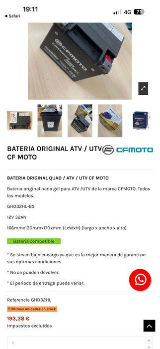 Vand baterii atv CfMoto 12v 32ah