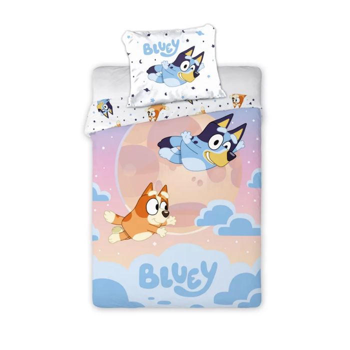 Детски спален комплект Bluey Dream Flight, Блуи – спално бельо за единично легло 140х200 см