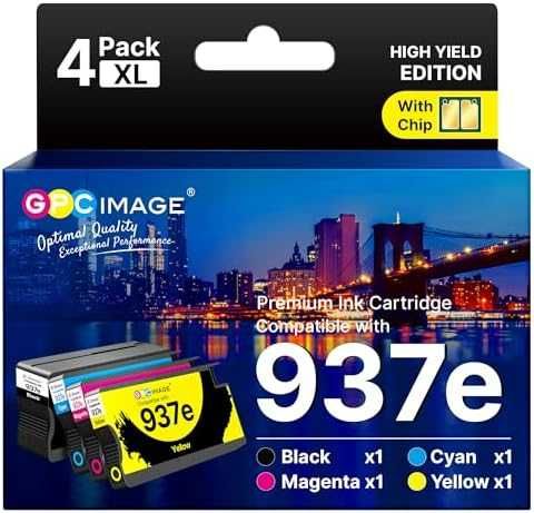 Нови Съвместими касети HP 937XL 937e с чип CMYK за OfficeJet Pro, 4 броя мастила за принтер