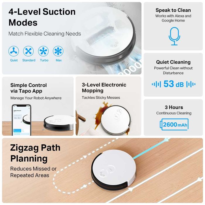Робот-пылесос Tapo RV10 с поддержкой влажной уборки