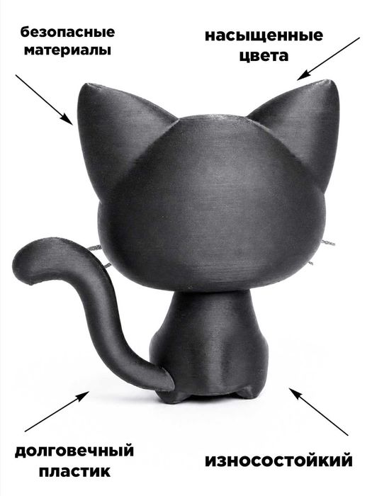 Фигурка “Черный котик” 3D-печать, декоративная игрушка, 10 см