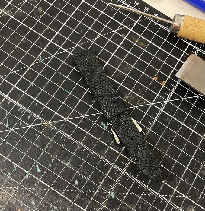 Curea ceas din piele cu presaj exotic 18 mm pentru Jaeger Le Coultre