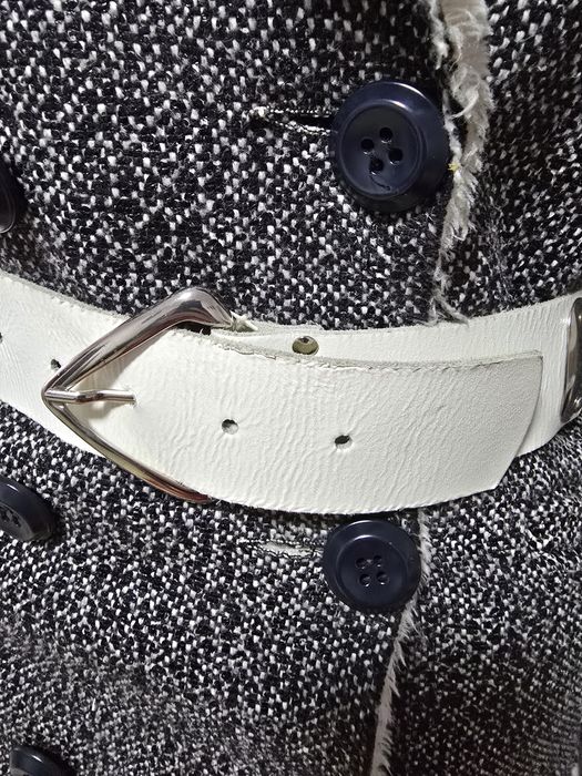 Curea alba piele naturala;