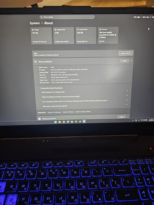 Laptop Gaming Asus TUF F17 rtx 3050