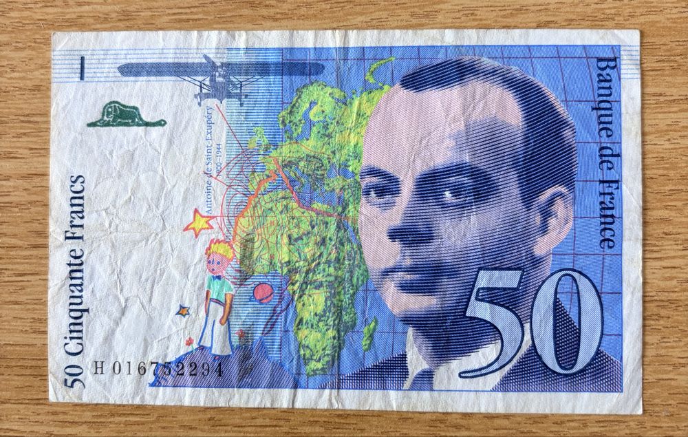 Bancnotă 50 Franci Franța 1994 - Micul Prinț / Saint-Exupéry
