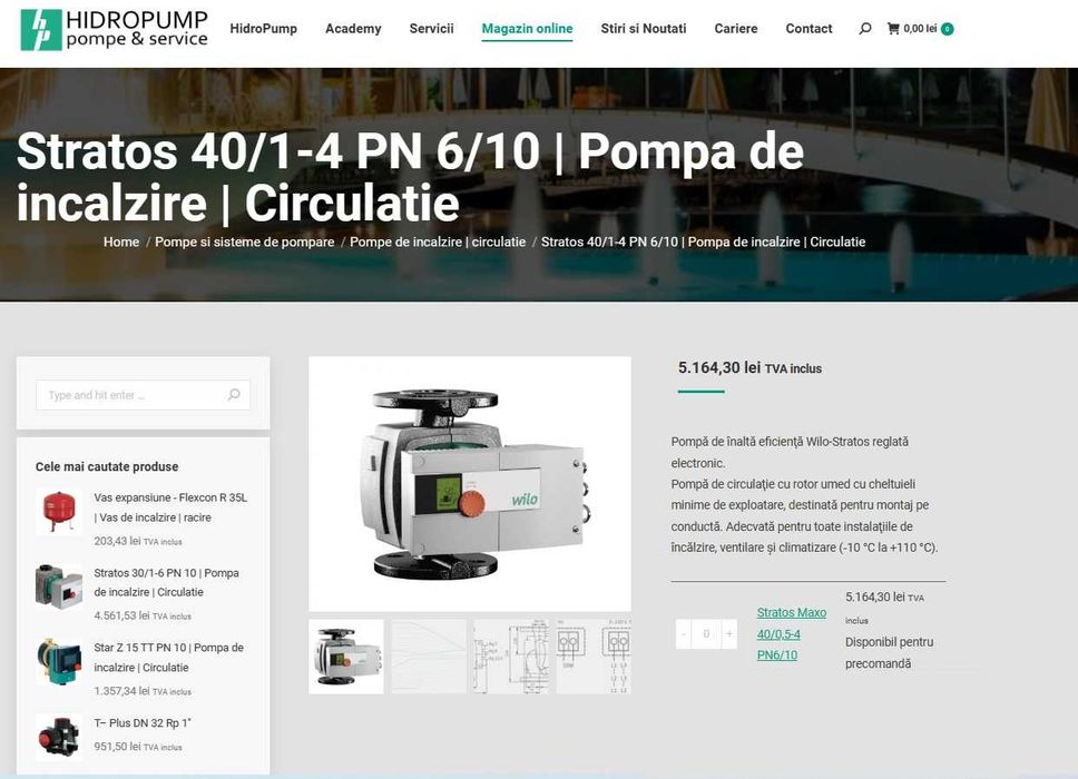 Pompa de apa Circulare Wilo Stratos 40 / 1-4 si 2095499 / 12w21 schimb cu diverse