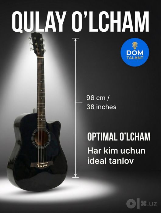 Gitara qora akustik yangi 38 razmer
