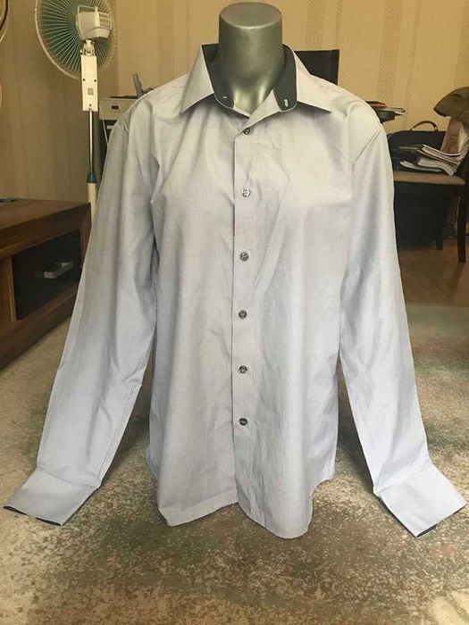 Сива мъжка риза с дълъг ръкав