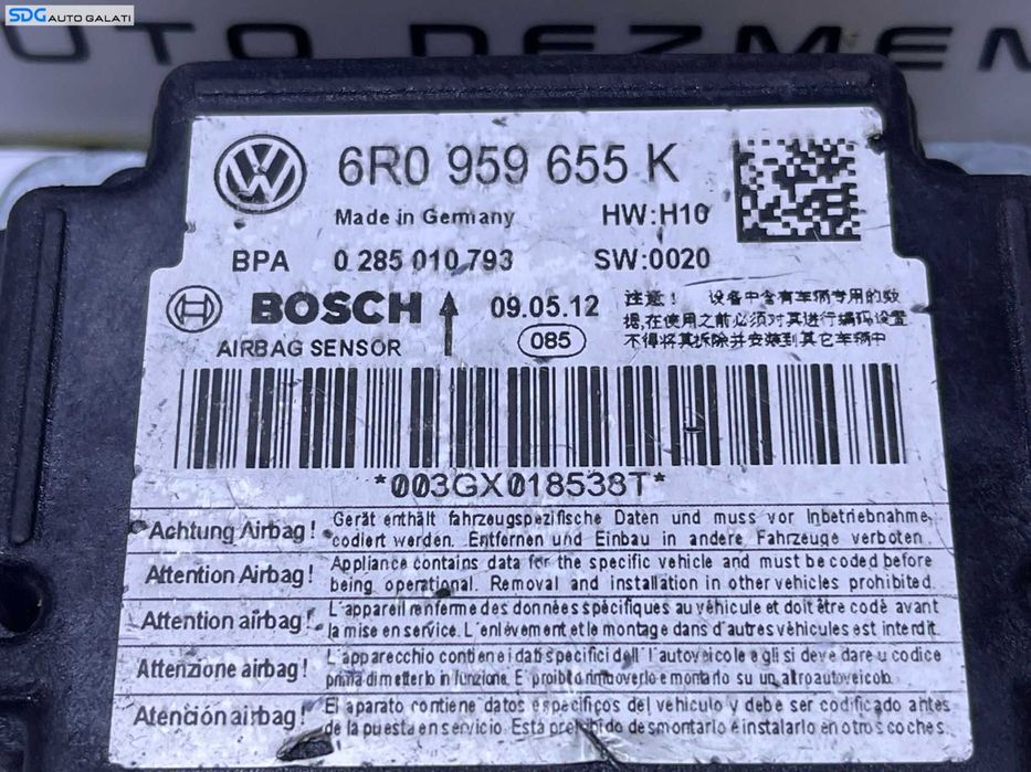 Unitate Modul Calculator Airbag Skoda Fabia 2 2007 - 2015 Cod 6R0959655K [L4332]