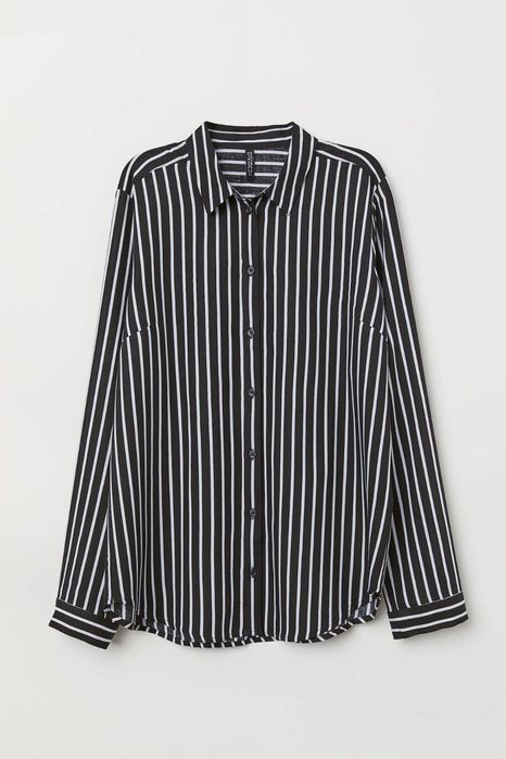 Cămașă damă vâscoză H&M, dungi alb-albastru închis / navy, mărimea S/M