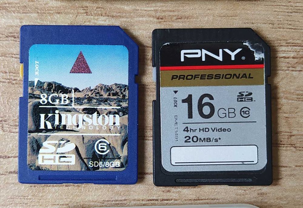 Set card-uri SDHC, Kingston 8GB si PNY Professional 16GB (class 10)