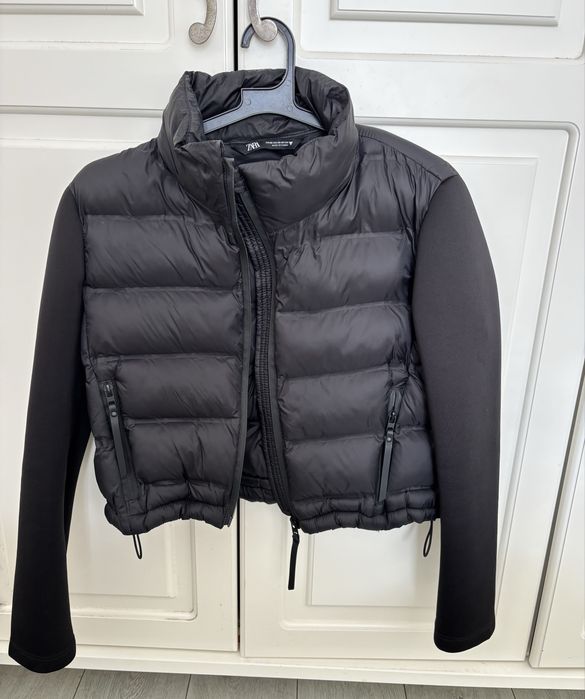 Zara яке Neoprene-sleeve puffer jacket