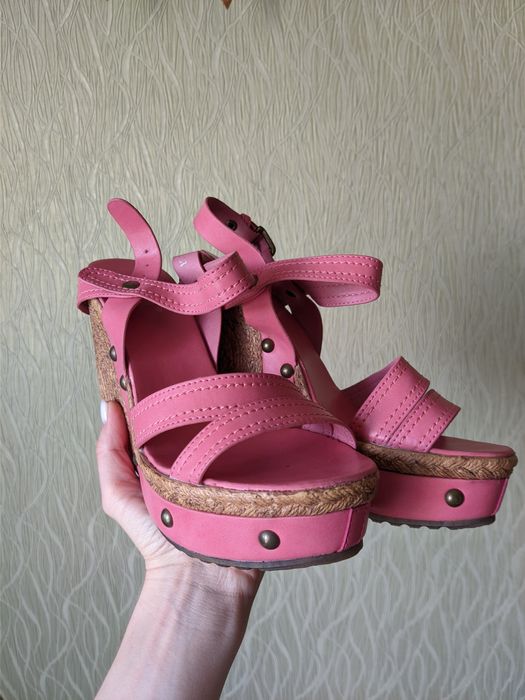 Туфли ведж розовые