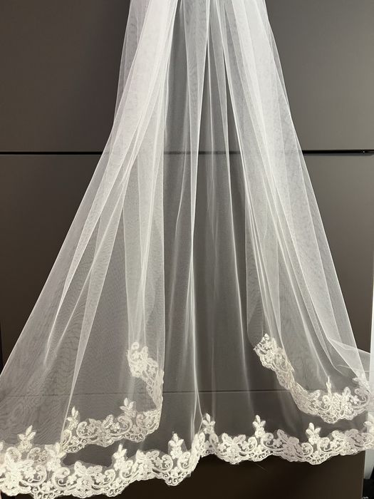 Rochie mireasa ca noua+voal+diadema