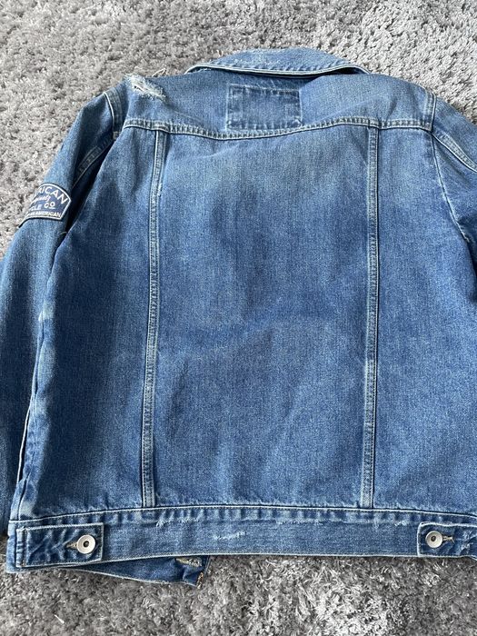 Geaca blugi Zara cu stikere albastra marimea M L 40 42