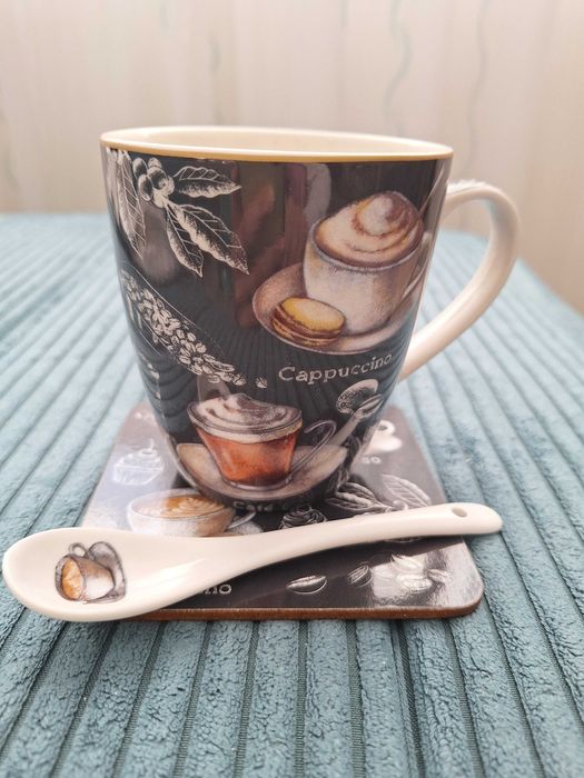 Set NOU cana 350 ml cu lingurita si coaster - Barista