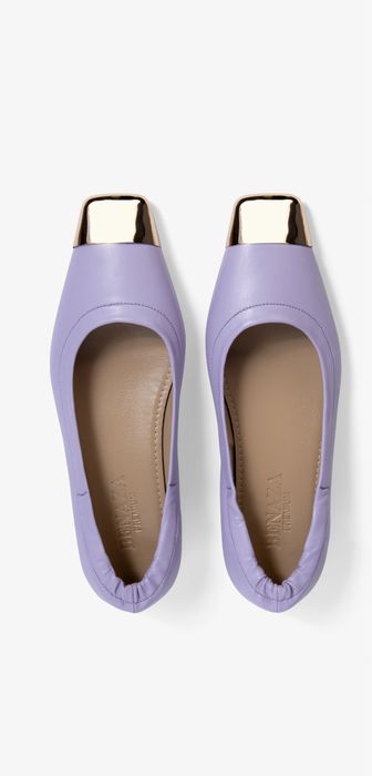 Balerini/pantofi soft cu varf patrat auriu din metal. Marimea 39