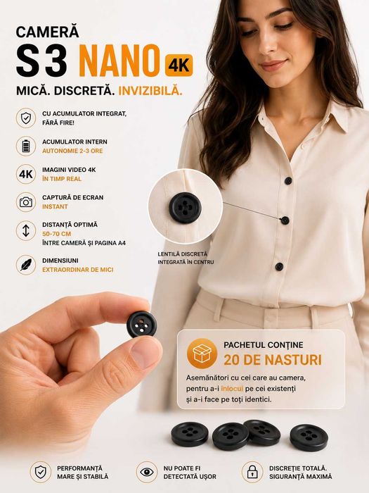 Camera Video in Nasture - Casca de copiat - Sisteme de copiat iCheat S3 Nano cu Baterie Interna 4K