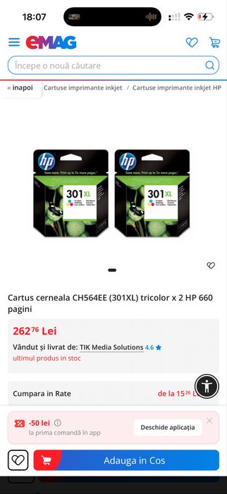 vand cartuse de imprimanta hp originale
