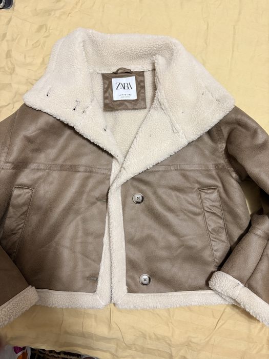 Дамско яке Zara - еко кожа с пух